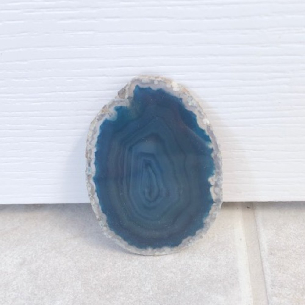 NEW Agate Slice Rock Crystal Blue